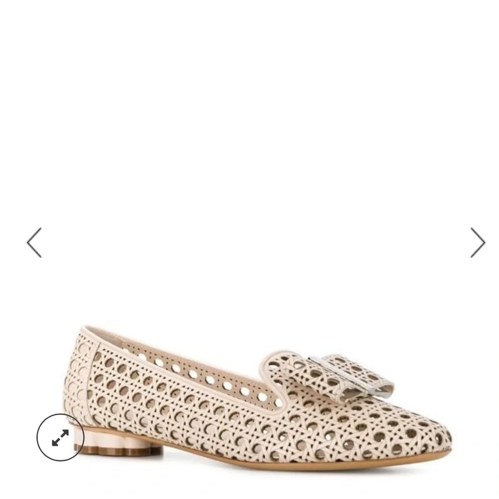 Salvatore Ferragamo
Women's Sarno Woven Leather Flower Heel Loafers